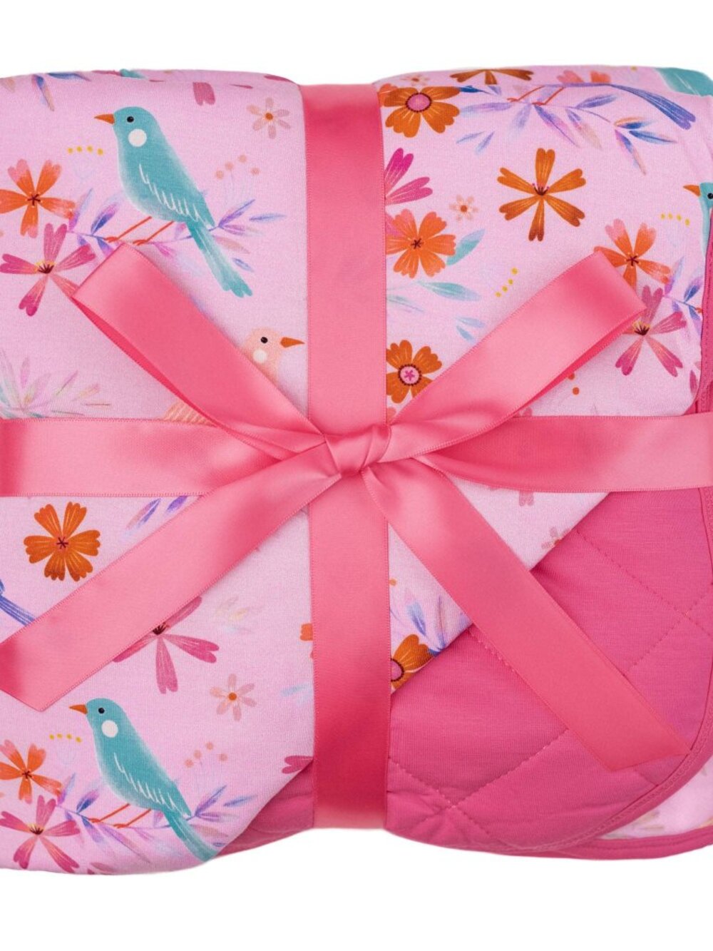 Blooming Birds Mini Quilted Bamboo Baby Blanket
